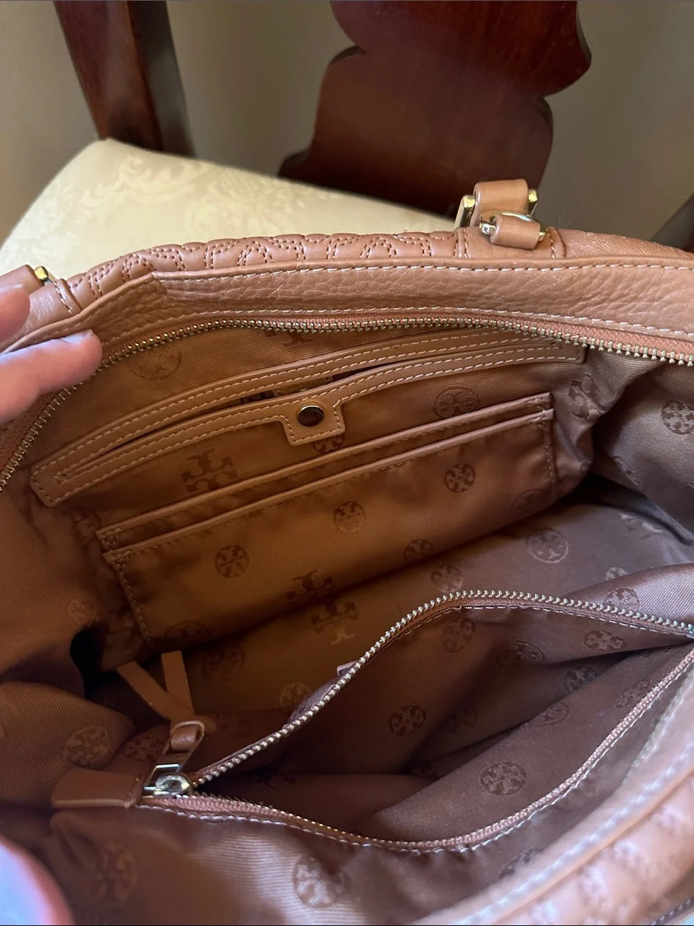 Tory Burch Bryant leather Mini Satchel crossbody bag in tan/luggage